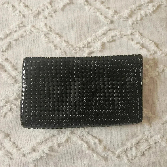 Whiting & Davis Black Mesh Zip Top Clutch With Original Creation Tag - Picture 1 of 14
